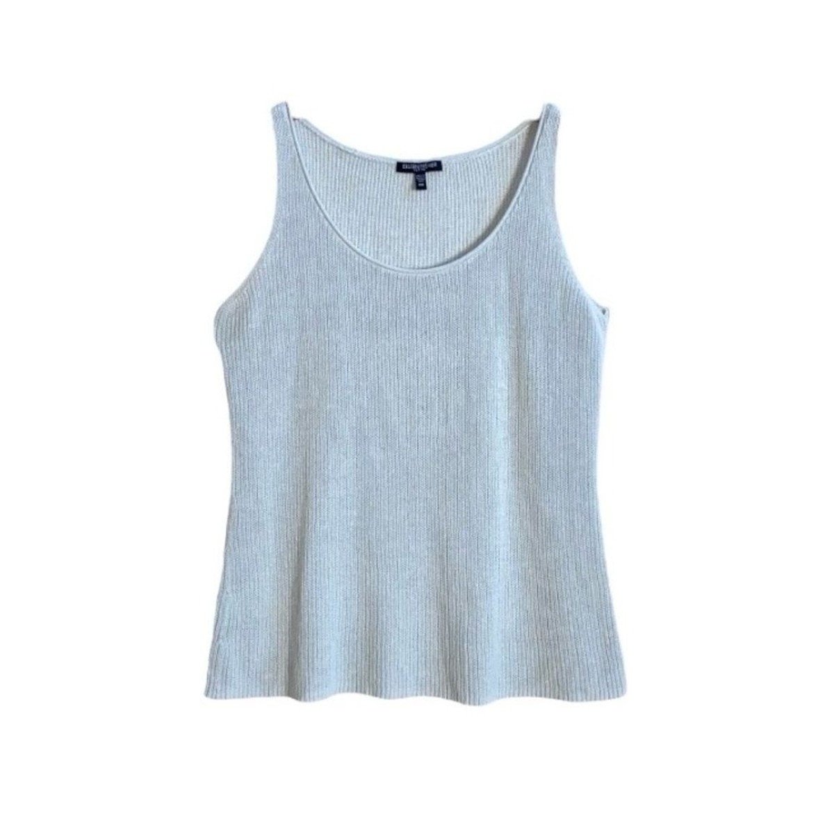 Eileen Fisher Grey Sleeveless Rolled Scoop Neck Silk Knit Blend