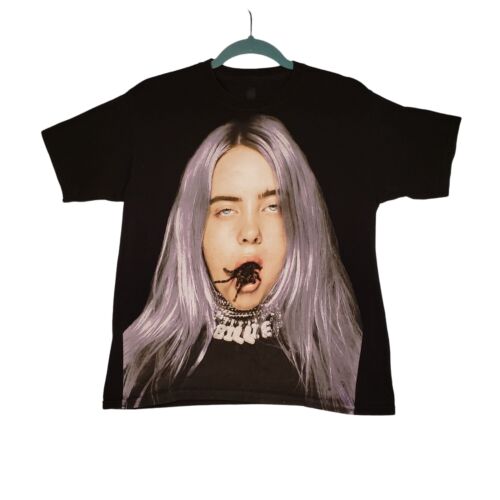 Billie Eilish Tarantula Spider in Mouth Graphic T-Shirt Black Women's Size XS - Picture 1 of 14