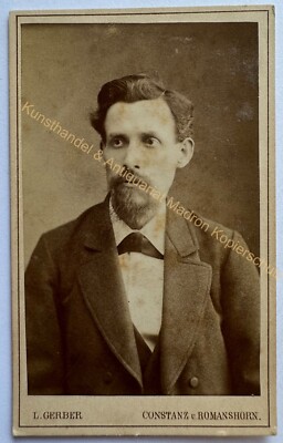 orig. CDV Foto Fotografie Bild alt Herr Mann Mode um 1880 Konstanz Gerber