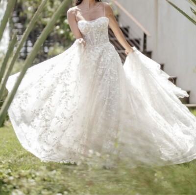 Netta BenShabu White Lace Strapless Wedding Gown Dress Size 0/XS | eBay