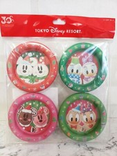 Tokyo Disney Christmas Coaster plate SET4 Mickey Minnie GingerBread snowman 2013
