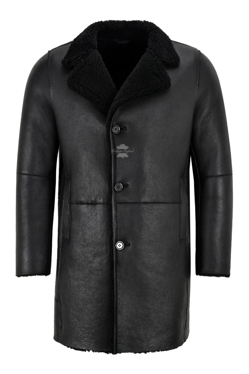 Sheepskin black best sale coat