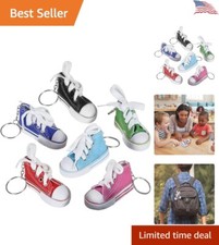 Set of 12 Cute and Colorful Mini Canvas Sneaker Keychains - Kids and Adults