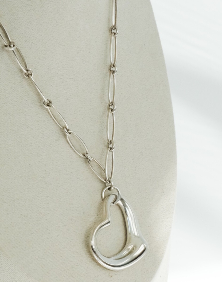 【Old Tiffany】open heart necklace Vintage Tiffany & Co Elsa Peretti Sterling Open Heart on