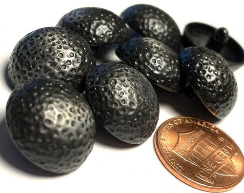 8 Domed Hammered Charcoal Gray & Black Tone Metal Shank Buttons 18mm 11/16" 7486 - Picture 4 of 4