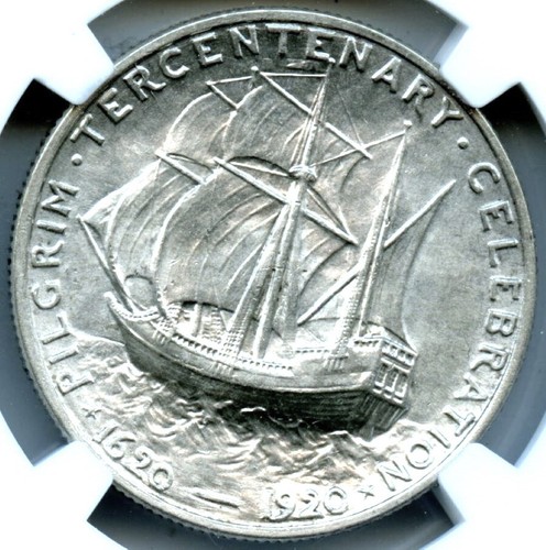 1920 Pilgrim Silver Commemorative, NGC MS64 - Picture 2 of 3