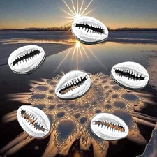 10 pcs Silver Spacer Beads Cowrie Half Slice Seashell Ocean Beach Cast Metal