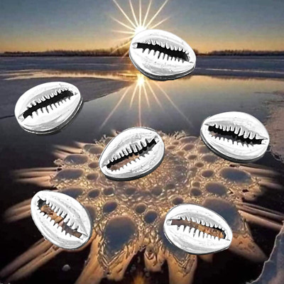 10 pcs Silver Spacer Beads Cowrie Half Slice Seashell Ocean Beach Cast Metal