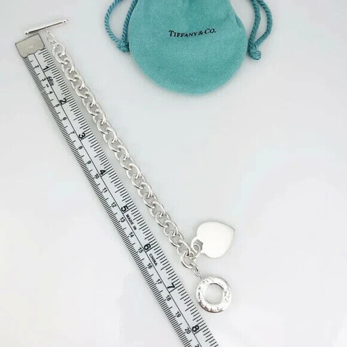 Rare Vintage Tiffany & Co Sterling Silver 925 Heart Tag Toggle Bracelet 42 gram - Picture 6 of 7