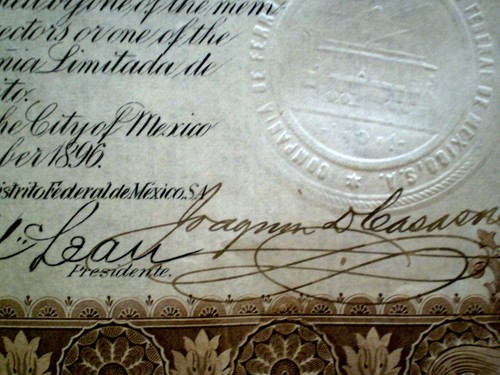 Ferrocarriles del Distrito Federal de Mexico 1896, $100 silver bond, - Picture 4 of 8