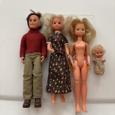 Vgt. MATTEL 1973 Sunshine Family 4 Dolls Steve, Stephie, Baby, Daughter, Mom Dad