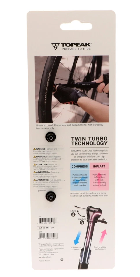 Topeak Roadie TT Twin Turbo Aluminum Pump Presta 160 PSI TRTT-2B 100g NEW - Image 2 of 4