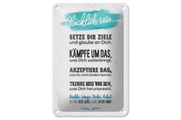 Blechschild Spruch GlüCklich Sein Setze Dir Ziele 12X18 Cm Schild