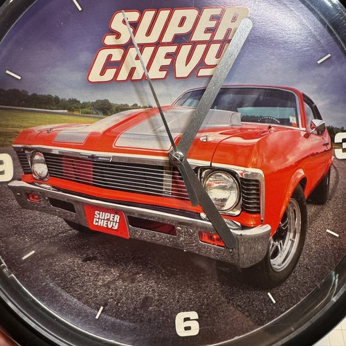 VTG Super Chevy Wall Clock Garage Boys Collectible 9.5” Quartz Mechanism Works! - Picture 4 of 8
