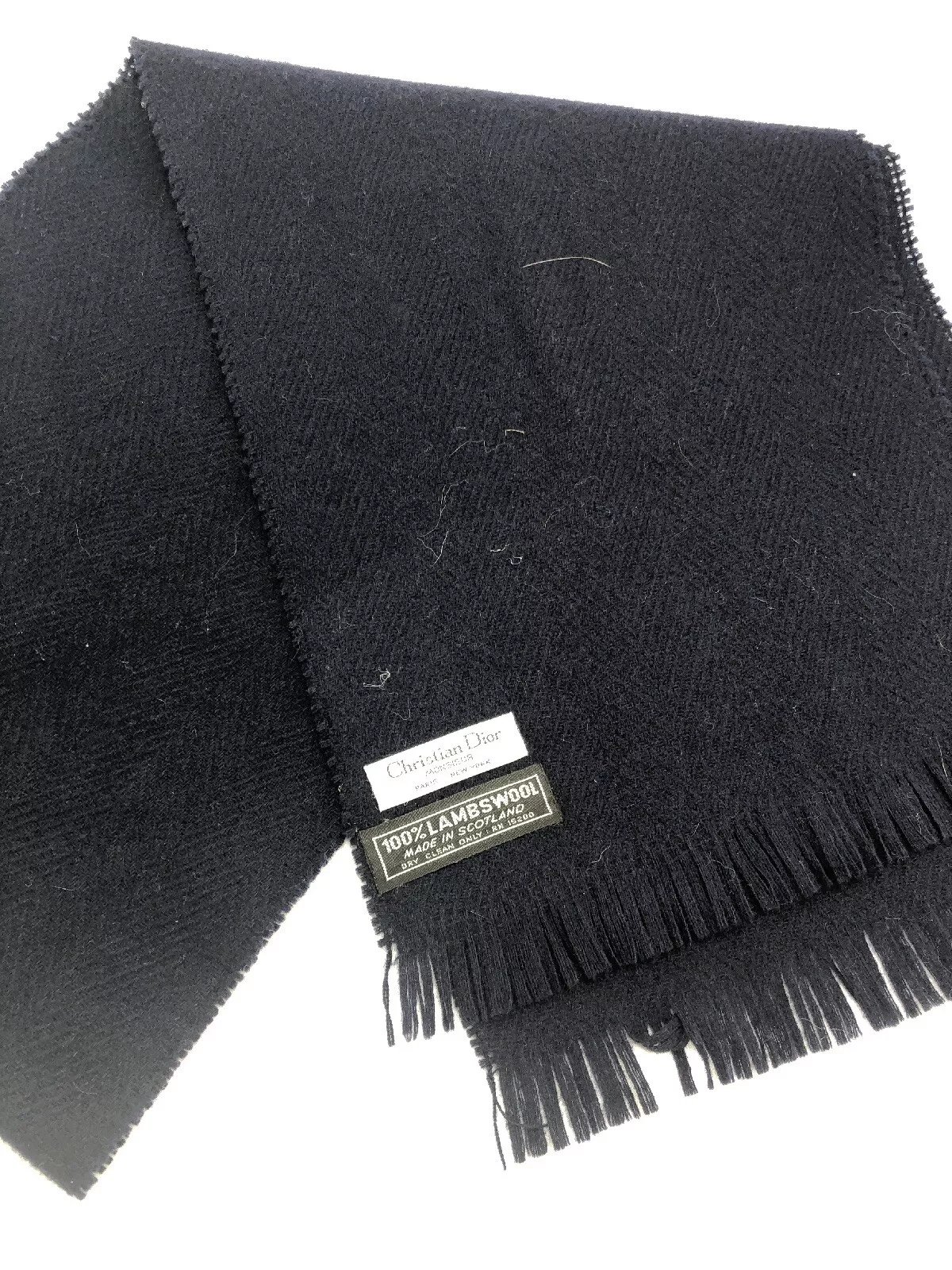 Écharpe Christian Dior Monsieur   Bleu 100% laine d'agneau   Vintage   Fabriquée en ÉCOSSE