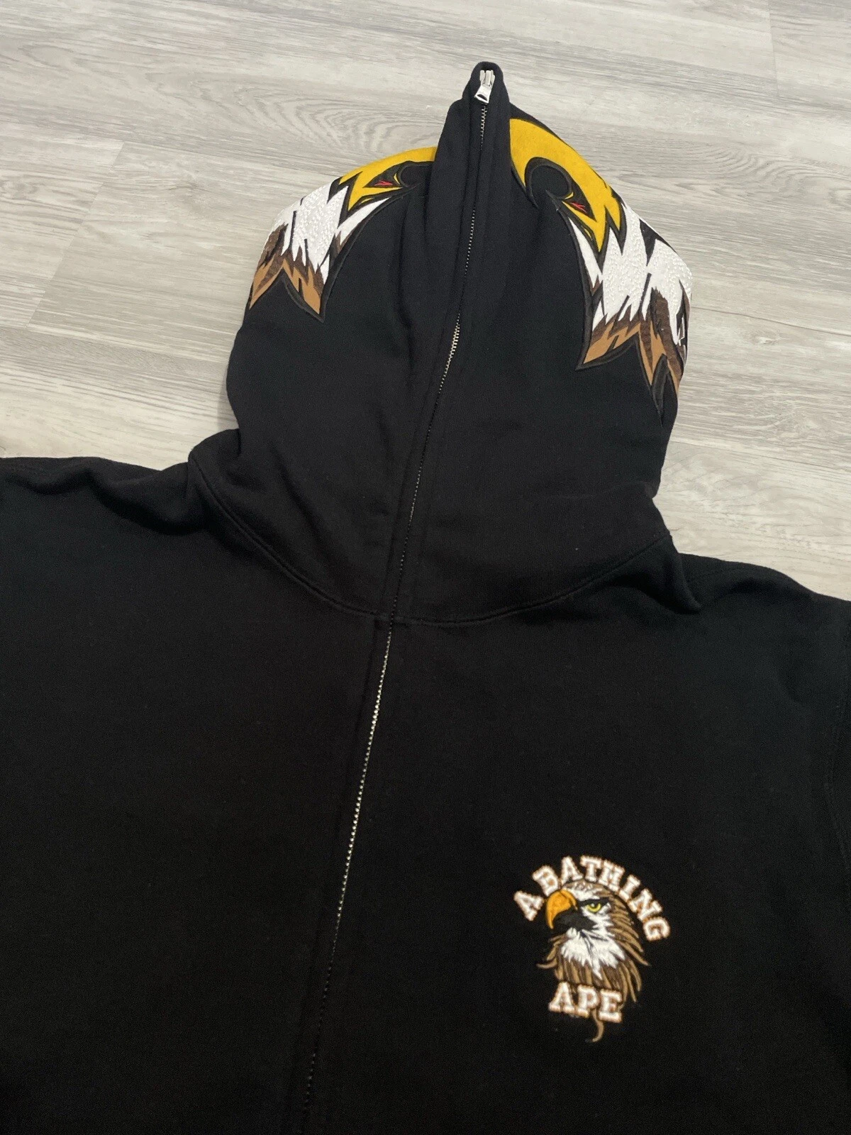 A BATHING APE (BAPE) Felpa con cappuccio aquila cerniera intera Bape taglia grande nuova con etichette