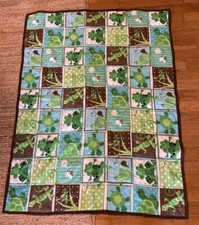 Turtles Frog Lizard Themed Handmade Child  s Small QUILT Blanket 33x42