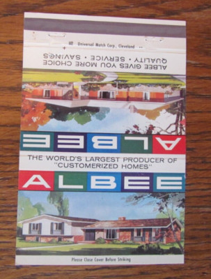 40 STRIKE MATCHBOOK COVER: ALBEE HOMES NILES, OHIO EMPTY MATCHCOVER -B9