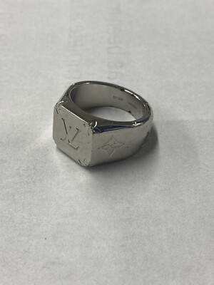 Louis Vuitton M62488 Signet Ring Silver-Tone Metal, Size 9.5 | eBay