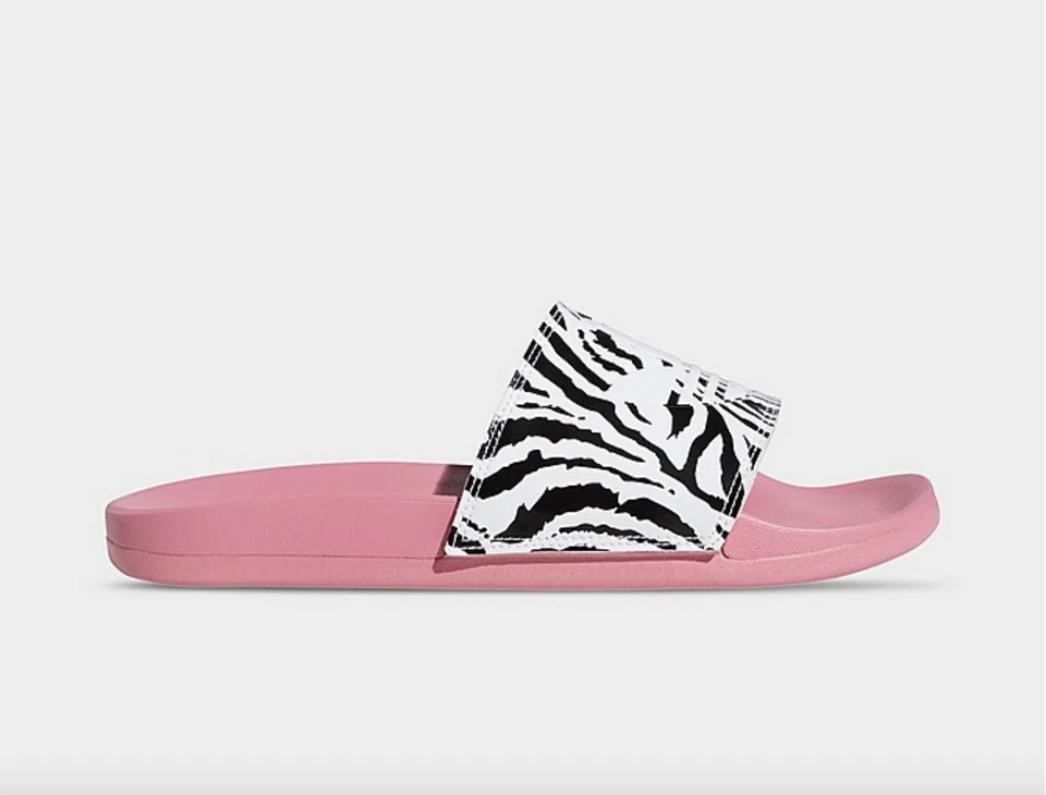 Adidas Adilette Comfort Slide Sandals Pink Zebra GY3560 Trefoil - Image 2 of 4