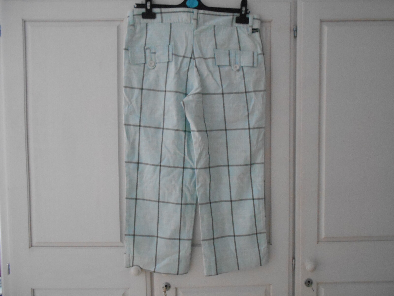Vans Light Blue/White/Grey Checked Cotton Long Shorts - 9 (Junior Size)/UK8 image 6