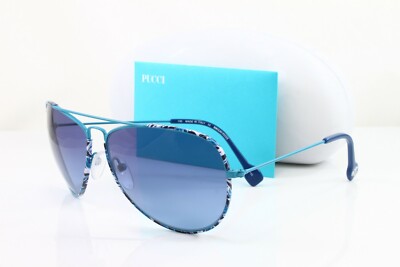 Emilio Pucci Sunglasses Women's Aviator EP125S 440 Turquoise 62mm Blue Lens NWT