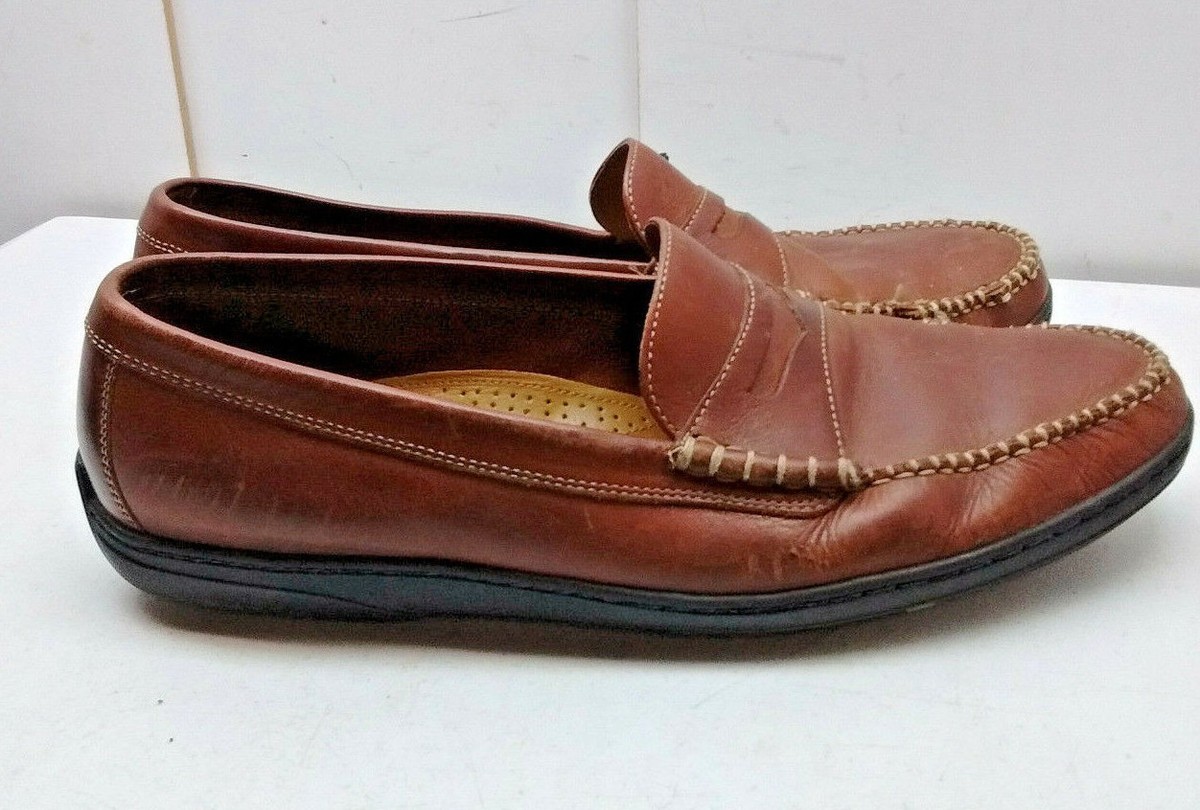 Cole Haan Men 12M 46 Brown Leather Slip On Penny Loafers Moc  display picture 3