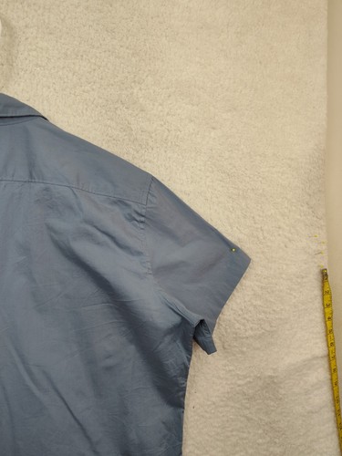 J ferrar Men Shirt Extra Large Blue Cotton B Short Sleeve Button Up Modern Fit - Picture 12 of 19