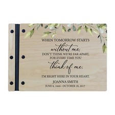 Custom Memorial Funeral Guest Book for Loss of Loved One 12x8 - When Tomorrow