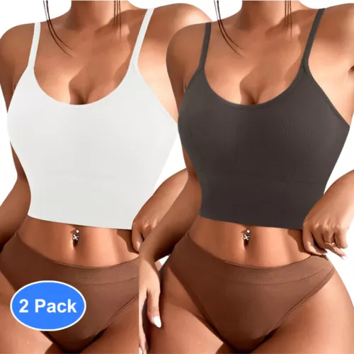 Women Strappy Sport Yoga Low U-Back Bralette Padded Bra Crop Top Cami Vest Tank - Bild 39 von 43