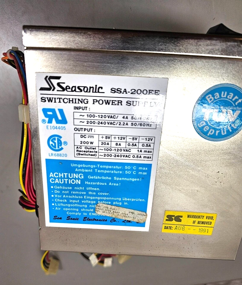 Vintage Seasonic SSA-200EE 200W AT AUX Modex FDD Desktop Power Supply - Tested - Image 2 of 3