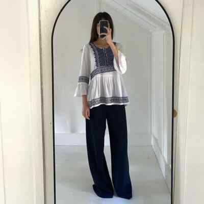white cotton peasant blouse