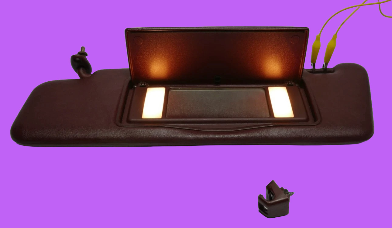 Mercedes W201,190E W124 300E BURGUNDY Lighted Extented Left Driver Sun Visor