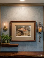 Mel Steele "Mill Pond" Framed Art Print w/ COA & Receipt Landscape Watermill