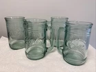 Set of 4 Vintage COCA-COLA Green Glass Coke Mugs Stein w/ Handle 16 oz Heavy C4