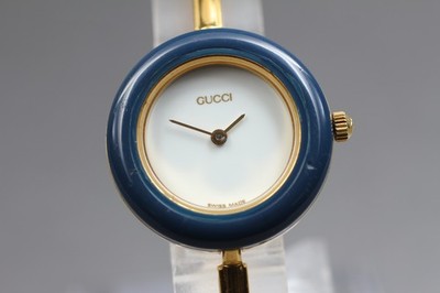 Near MINT] Gucci Change Bezel 1100-L Navy blue 26㎜ Qz Woman's