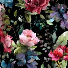 Peel and Stick Wallpaper Watercolor Floral Roses Pink Black Vinyl Contact Paper