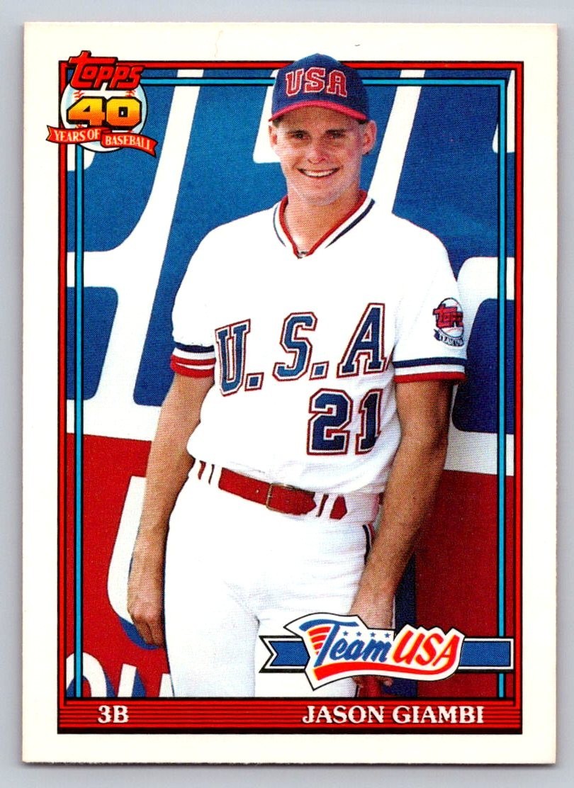 1991 Topps Traded Baseball Card #45T Jason Giambi U.S.A. Rookie
