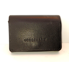 Authentic LONGCHAMPS Wallet Black Pebbled Leather Credit Card Snap Closure