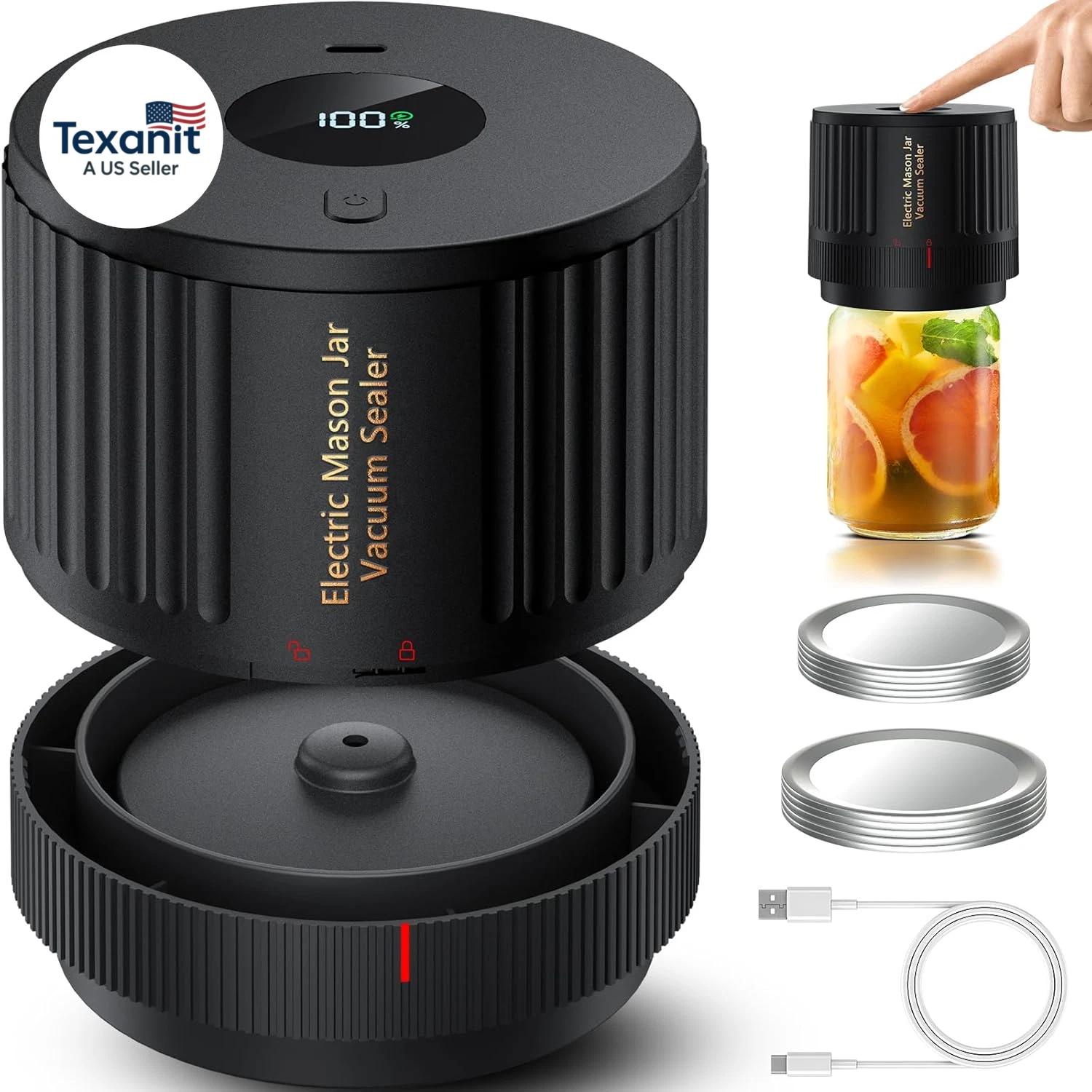 Electric Mason Jar Vacuum Sealer Kit for Wide Mouth and Regular Mouth Mason Jars