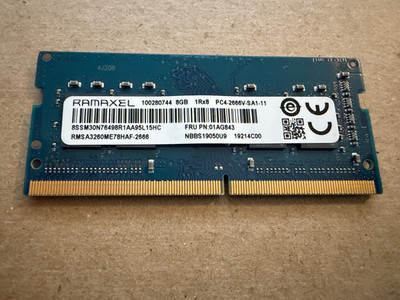RAMAXEL 8GB 1RX8 PC4-2666V-SA1-11-RMSA3260ME78HAF-2666-LAPTOP MEMORY