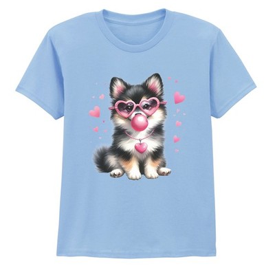 Süß Hund Welpe Herz Sonnenbrille süß Hunde Tiere Mädchen T-Shirt Spaß Grafik T-Shirt
