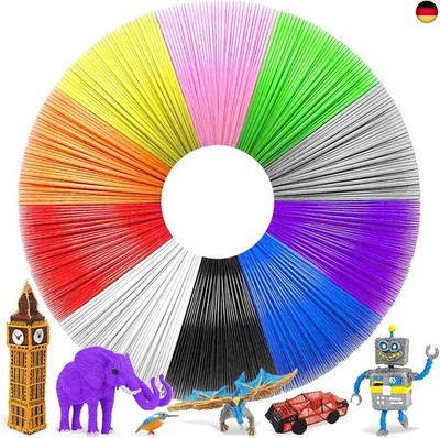 3D Stift Filament PCL, 10 Farben 3D Drucker Filament 1.75mm für Niedrige 