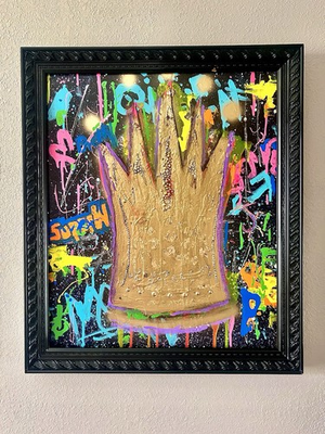 #ad #ad Framed Modern Street Art Crown Acrylic Painting on Canvas Contemporary $95.00