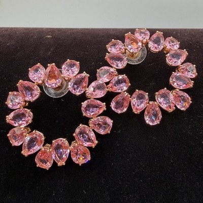 Swarovski Millenia Earrings Circle, Pear Cut Crystals, Medium, Pink, 5614932
