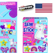 Unicorn Craft Kit for Kids with 4 Easy Sewing Projects and Felt Stickers
