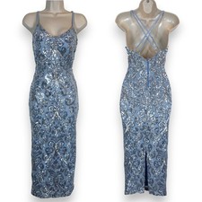 Windsor Formal Sequin Blue Party Midi Dress Small Holiday Club