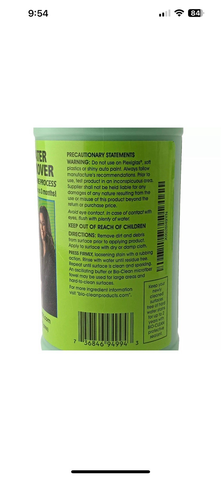 Hard Water Stain Remover - Cleans & Seals with Protective Sealant - 20.3 OZ