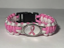 Breast Cancer Awareness Braided Paracord Bracelet NEW