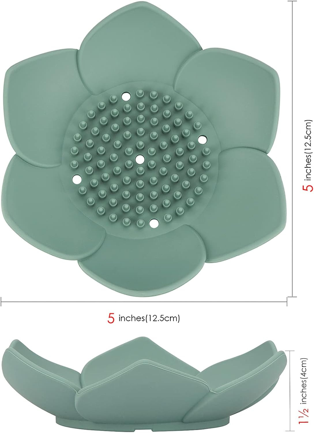 4 Pack Soap Dish with Drain, Silicone Bar Soap Holder for Bathroom, Flower Sh...